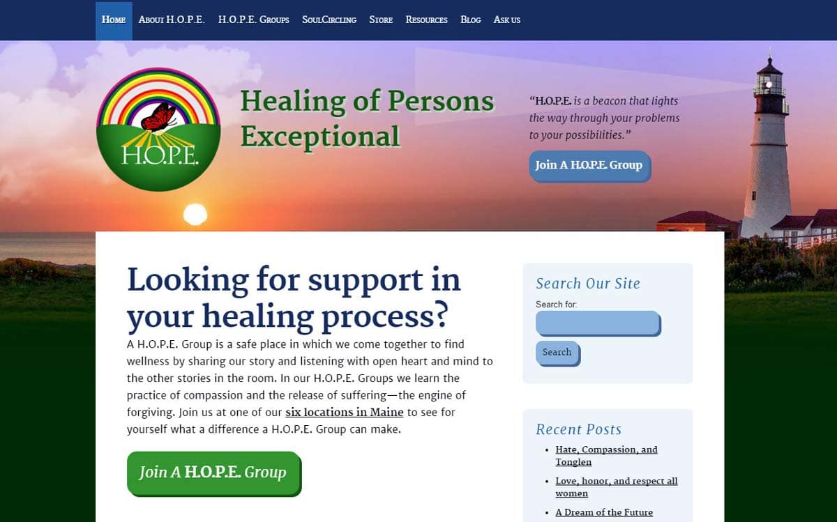 H.O.P.E. Healing of Persons Exceptional Website