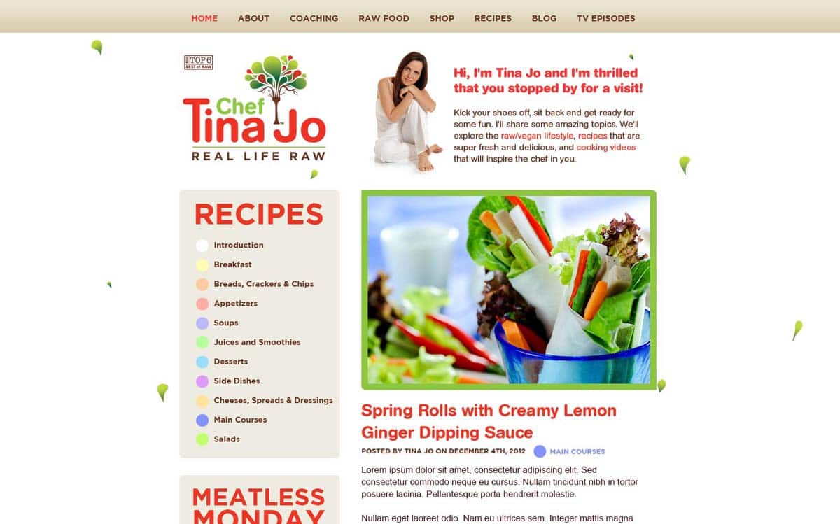 Chef Tina Jo Website